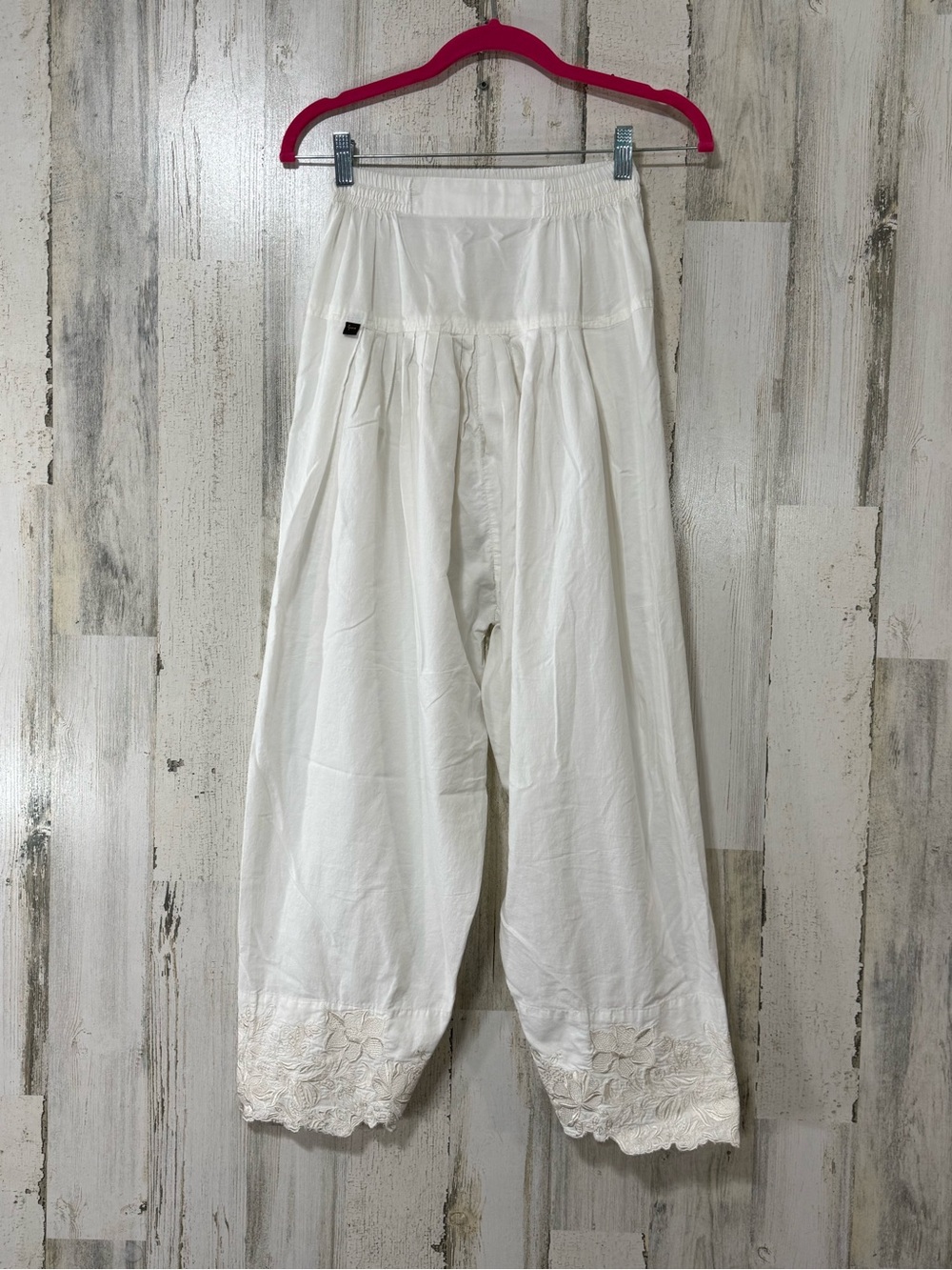 Junaid Jamshed Cream White Shalwar Harem Pants Lace Embroidered Ankle